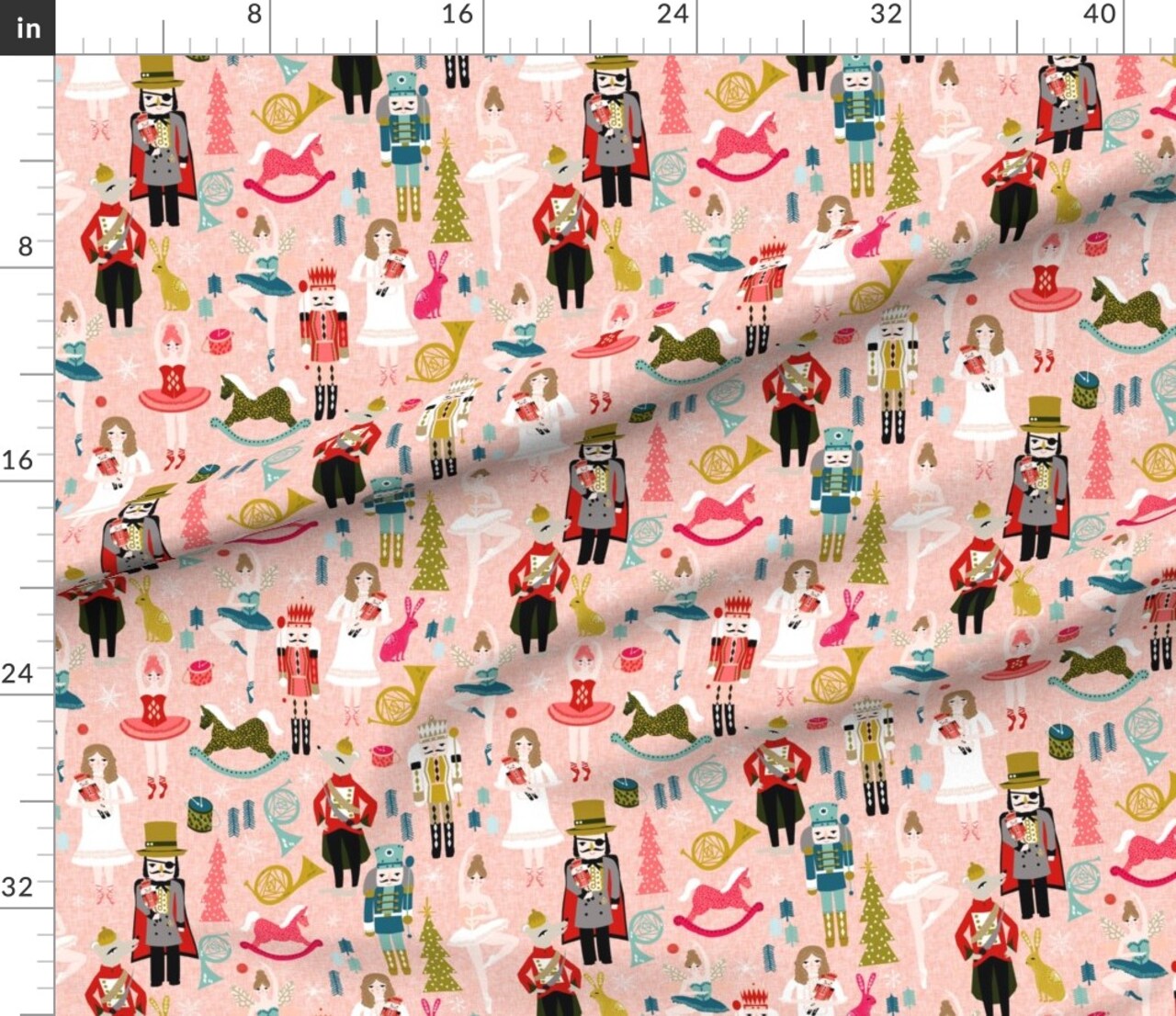 Various Fabrics by the Yard or Fat Quarter Nutcracker Ballet Xmas Holiday Christmas Ballerina Custom Printed Fabric by Spoonflower